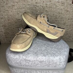 Aloha Island Boat Shoes Kids Size 1M Tan Lace-Up Casual Comfort Shoes Suede